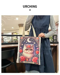 Stofftasche mit süßem Perserkatze Motiv, lässige Schulter-Einkaufstasche für Damen.