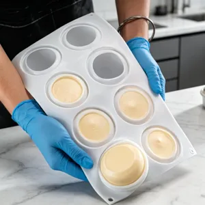 8-Cavity Round Silicone Mousse Cake Mold Kitchen Baking Tray for DIY Chocolate Desserts