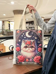Segeltuch Tragetasche für Damen, süße persische Katze Handtasche für Alltag und Freizeit.