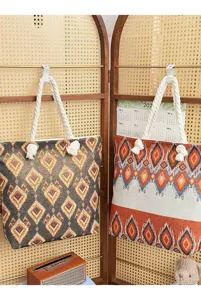 Ethische geometrische gewebte Tasche Umhängetasche große Kapazität Einkaufstasche stylische Handtasche