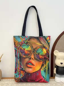 Bunte Segeltuch Tragetasche modische ethnische Kunst Druck Schulter Einkaufsbeutel Damen