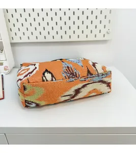Εθνοτικού στιλ υφαντή τσάντα ώμου από jacquard canvas σε πορτοκαλί χρώμα casual moda