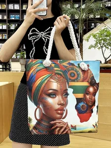 Afrikanische Kunst Leinwand Tote Bag stilvolle ethnische Umhängetasche für Damen.