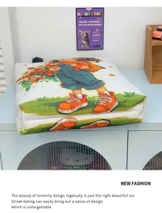 Lässige Canvas-Umhängetasche mit Retro-Cartoon-Mädchen-Print, geräumige Einkaufstasche.