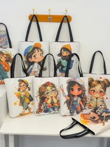 Borsa shopper in tela stile coreano grande capacita casual borsa a spalla cartone