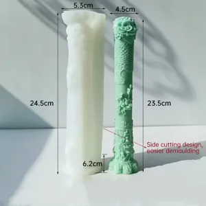 Siliconen pilaren kaars mal met vintage snijwerk ontwerp voor DIY huisdecoratie ambachten.