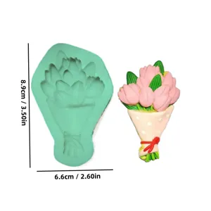 Moule à gâteau en silicone fête des mères bouquet tulipe fondant chocolat outil 8.9x6.6cm