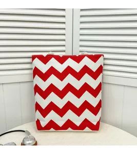 Rot-weiße Chevron-Segeltuchtasche, lässige, große Umhängetasche für Damen Einkaufen.