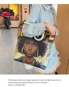 Kompsi tsanta tote apo kamva me zontani ektiposi portretou pop art kai anthaktikes hontres labes.