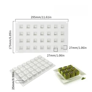 28-Cavity Square Silicone Mousse Cake Mold DIY Baking Tool for Kitchen Pastry Desserts