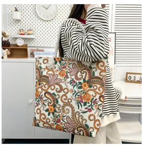 Borsa shopper in tela stile bohémien da donna grande capacità viaggio spiaggia borsa.