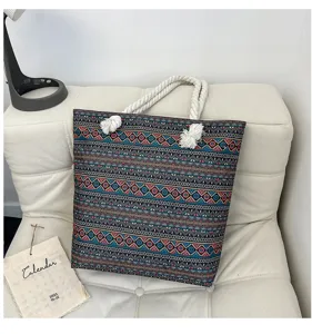 Borsa shopper in tela etnica boho grande capacita borsa a mano da spiaggia viaggio