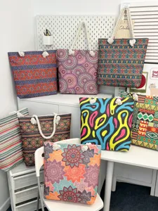Boheemse etnische print canvas tote bag grote capaciteit casual schoudertas voor vrouwen