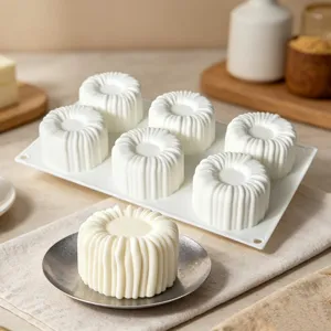 6-Hohlraum vertikale Streifen Silikon Mousse Kuchen Form DIY Französisch Dessert Backen.