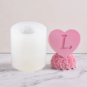 Silicone candle mold with heart and letter L design, ideal for DIY handmade aromatherapy crafts.
