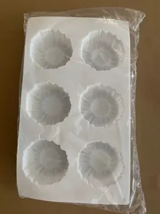 6-Hohlen weisse Silikon Mousse Kuchenform geriffelte Dessert Backform Kochen Werkzeug