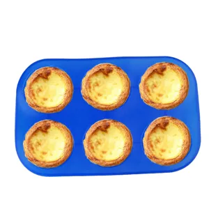 6-cup round silicone mold for baking egg tarts, cakes, and muffins. Flexible and easy to release.
