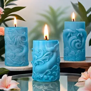 Série océan bougie parfumée cylindrique relief sirène décoration d'intérieur détail