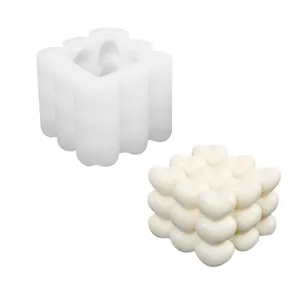 Silikon Kerzenform 3D Herz Wuerfel Blase DIY handgemachte Seifenform Epoxidharz Werkzeug