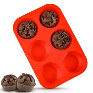6-Cavity Round Silicone Cake Mold Baking DIY Muffin Cup Chocolate Pudding Mold Kitchen Bakeware Tool Non-Stick