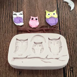 Eulen Silikonform Detailansicht, DIY Fondant Kuchendekorationswerkzeug und Ton Form zum Backen.