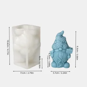 Silicone Gnome Candle Mold 3D Cute Dwarf Flower Hat Resin Plaster DIY Craft Making Tool