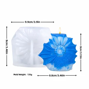 Série océan coquillage relief bougie parfumée moule en silicone et bougie bleue.