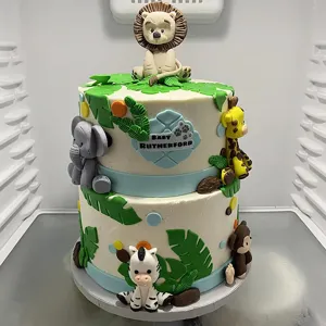 Safari jungle animal fondant cake topper mold set for birthday party decorations.