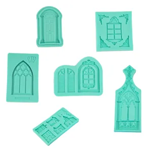 European Style Church Window Fondant Silicone Mold Retro Architecture Chocolate DIY Cake Decorating Baking Mold