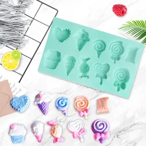 Silicone fondant mold DIY chocolate cake decorating baking tools with various candy shapes.