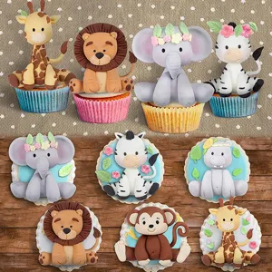 Cute cartoon animal silicone fondant molds for cake decoration giraffe elephant monkey baking