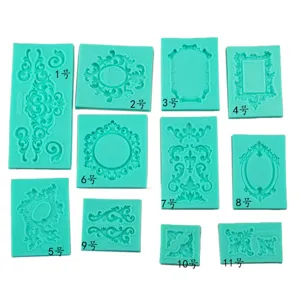 Set of 11 European embossed silicone molds for fondant cakes, chocolate, and baking crafts.