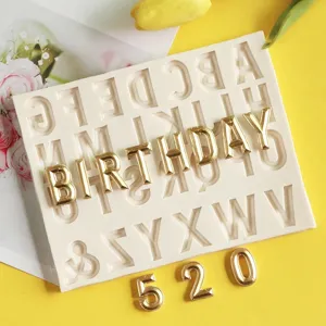 Stampo in silicone per lettere e numeri fondant, utensile da forno per torta fai da te.
