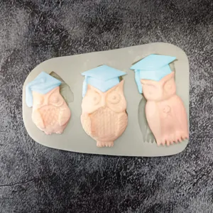 Graduation owl silicone mold, mortarboard chocolate fondant tool for DIY cake decoration