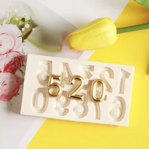 Stampo in silicone per numeri e lettere con cifre dorate per decorazione torta fai da te