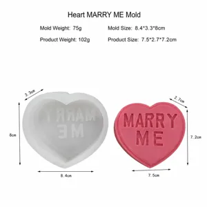 Valentine's Day heart silicone mold DIY craft candle soap mold with Marry Me lettering.