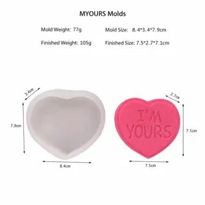 Silicone heart mold featuring I'M YOURS text, ideal for baking, candles, and DIY crafts.