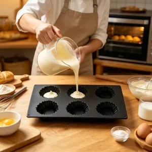 6-Hohlraum geriffelte Silikon Mousse Kuchenform DIY französisches Dessert Backform