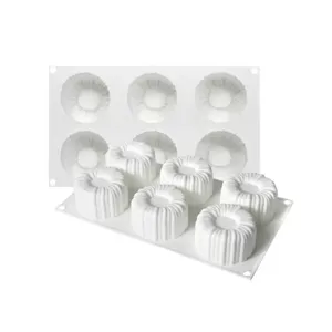 6-Kavität Vertikale Streifen Silikon Mousse Kuchenform DIY Französisch Dessert Backen Weiß