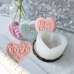 Valentines Day Heart Love Letter Silicone Cake Mold DIY Aromatherapy Candle Resin Clay Baking Mold Fondant Craft Tool