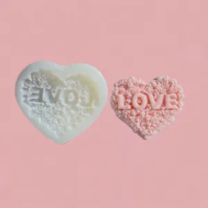 DIY Valentine heart love silicone mold for scented candles, cake baking and resin crafts.