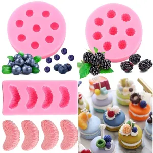 Silikon Frucht Form Set zum Backen, Schokolade und Kuchendekoration mit realistischen Beeren.
