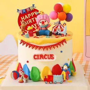 Circus theme cake topper set elephant clown fondant mold baking cake decoration clay mold