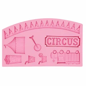 Circus silicone fondant mold for cake decorating, baking, chocolate, and clay crafts.