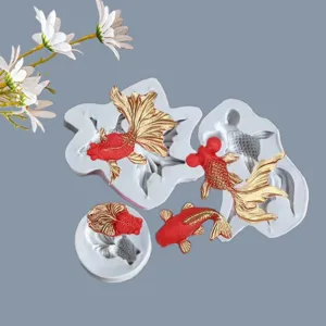 Goldfish silicone mold set for fondant cake decorating and baking chocolate crafts main view display