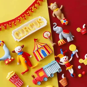 Circus theme elephant clown fondant mold cake decoration DIY baking craft supplies