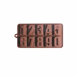 Silikon Zahlen Schokoladenform Backwerkzeug, 0-9 Ziffern Kuchen und Eiswuerfelbehaelter.