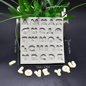 Silicone alphabet letter button fondant mold for DIY cake decoration and chocolate crafting.