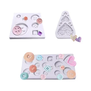Silicone mold detail showing various button and heart shapes for DIY fondant and crafts.