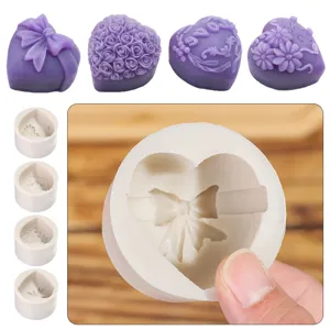 Ensemble de moules en silicone en forme de cœur pour pâtisserie DIY, bougies et savons.